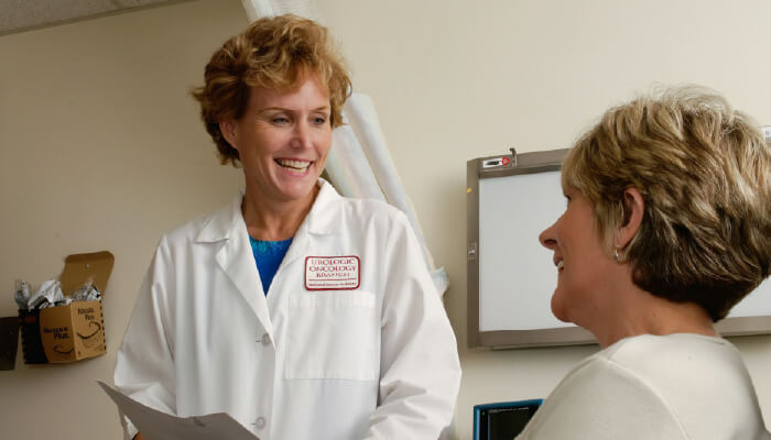 A doctor and a patient talking